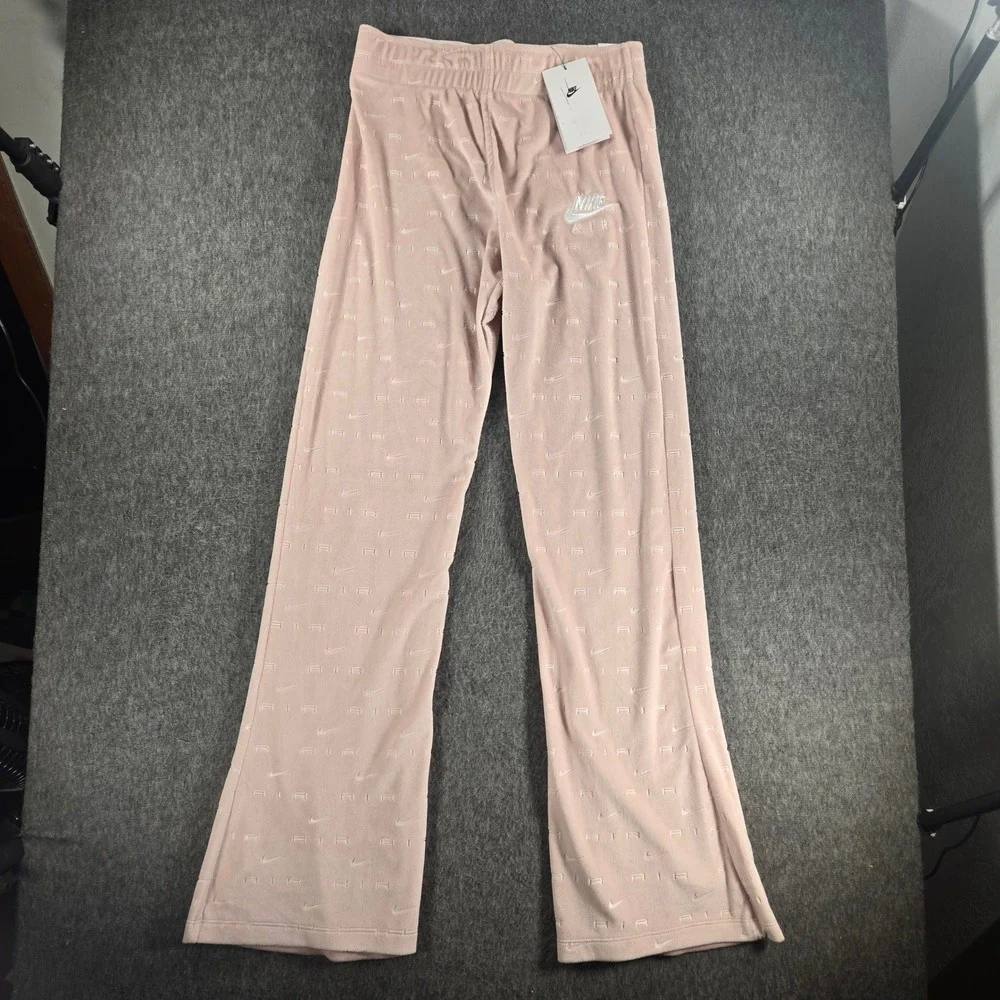 Nike Air Women Medium Pink Velour Flare Leg‎ Mid Rise Sweatpants NWT